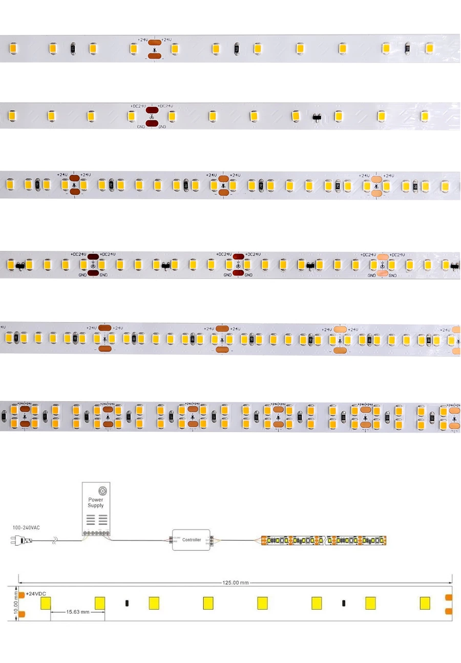 High Voltage 160LEDs/M Waterproof SMD 2835 LED Strip Light CE UL Approval